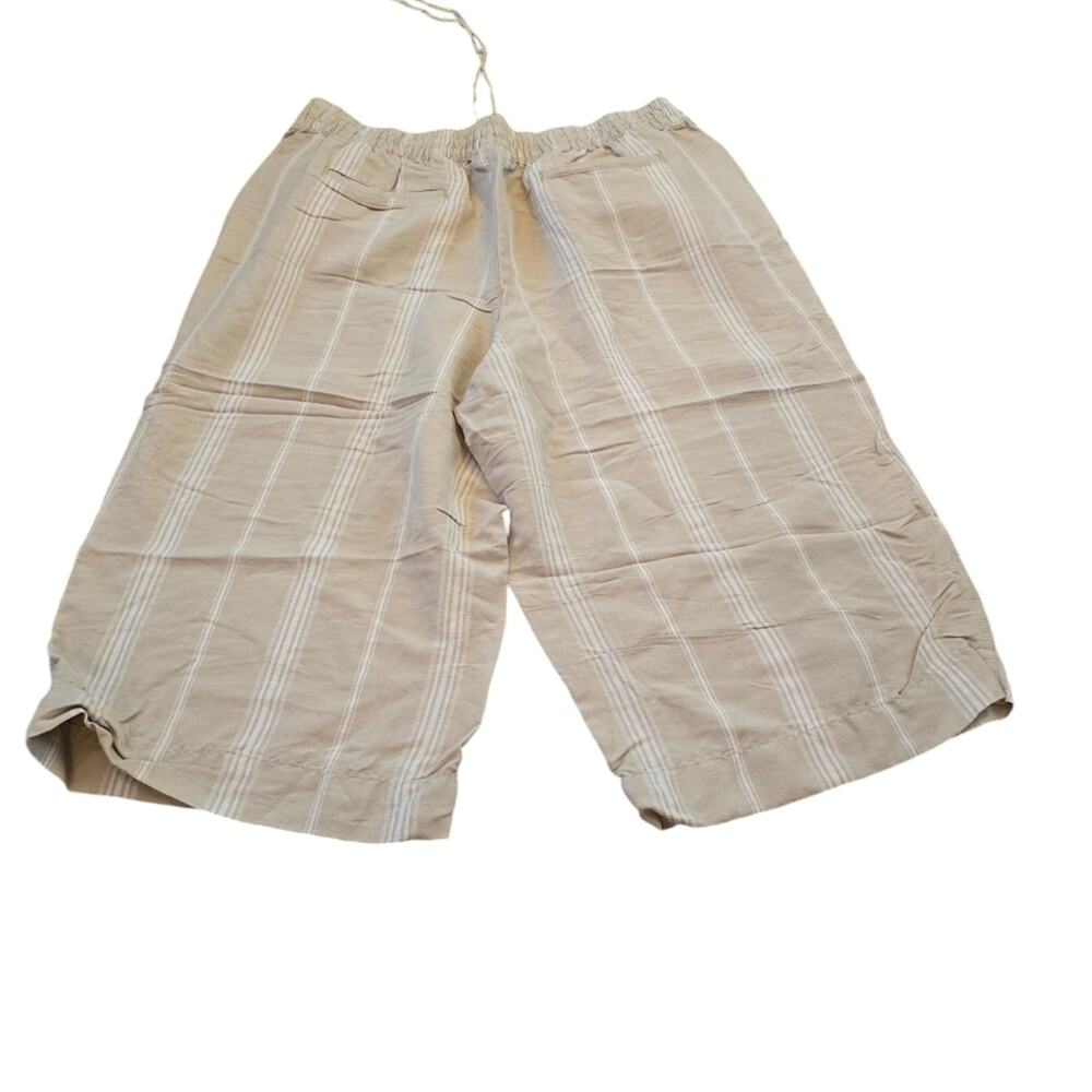 Lane Bryant Striped Neutral Striped Linen Blend Pull‎ On Capris Size 18 20 2X